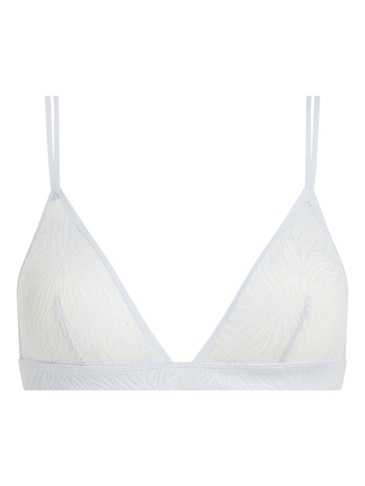 Calvin Klein Blue Unlined Triangle Bra with Sheer Masquisette - Image 2 of 4