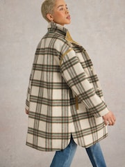 White Stuff White Marlowe Reversible Check Coat - Image 3 of 7