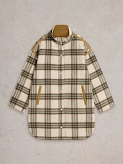 White Stuff White Marlowe Reversible Check Coat - Image 5 of 7