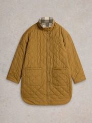 White Stuff White Marlowe Reversible Check Coat - Image 6 of 7