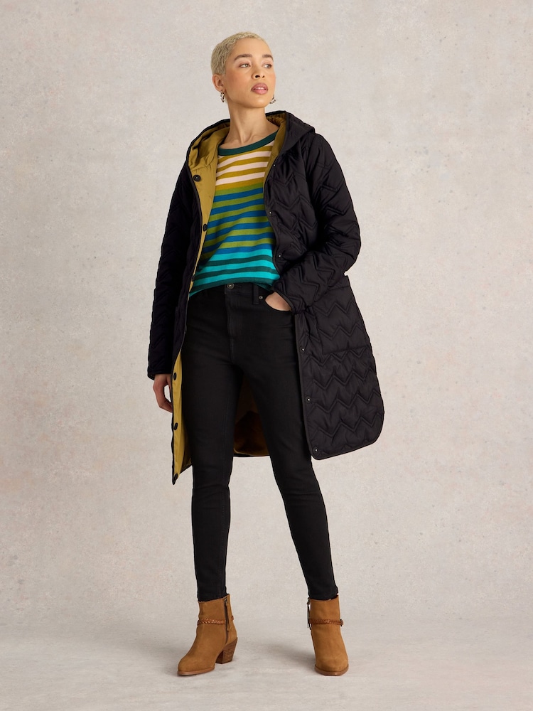 White Stuff Black Arlet Quilted Coat - Image 1 of 6