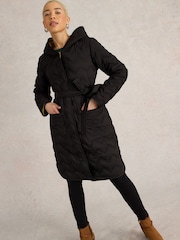 White Stuff Black Arlet Quilted Coat - Image 3 of 6