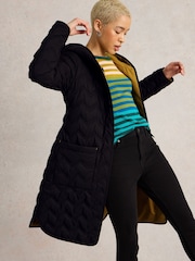 White Stuff Black Arlet Quilted Coat - Image 4 of 6