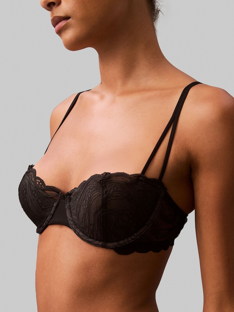 Calvin Klein Black Lightly Lined Balconette Bra With Instinct - Image 2 of 6