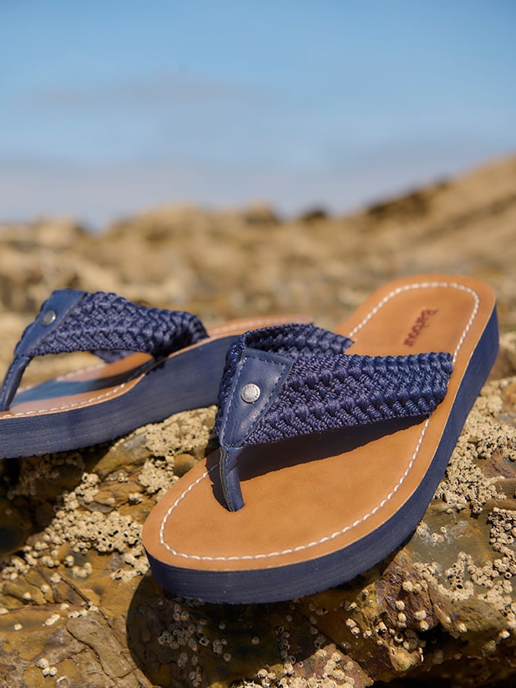 Barbour® Navy Kelburn Flip Flop Sandals - Image 2 of 2
