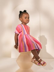 Pink/Red Stripe Relaxed Summer Dress (3mths-8yrs) - Image 3 of 8