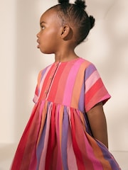 Pink/Red Stripe Relaxed Summer Dress (3mths-8yrs) - Image 4 of 8