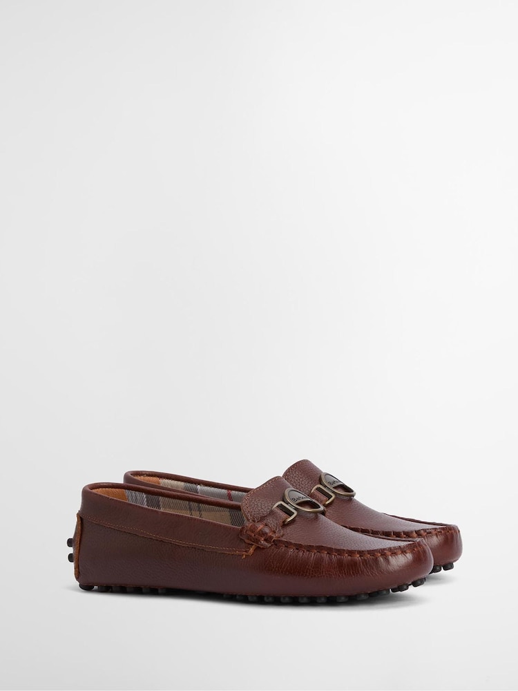 Barbour® Brown Laire Leather Loafer Shoes - Image 1 of 5