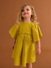 Citrine Yellow Angel Sleeve Broderie Summer Dress (3mths-8yrs) - Image 1 of 8