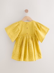 Citrine Yellow Angel Sleeve Broderie Summer Dress (3mths-8yrs) - Image 6 of 8