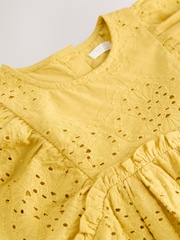 Citrine Yellow Angel Sleeve Broderie Summer Dress (3mths-8yrs) - Image 8 of 8