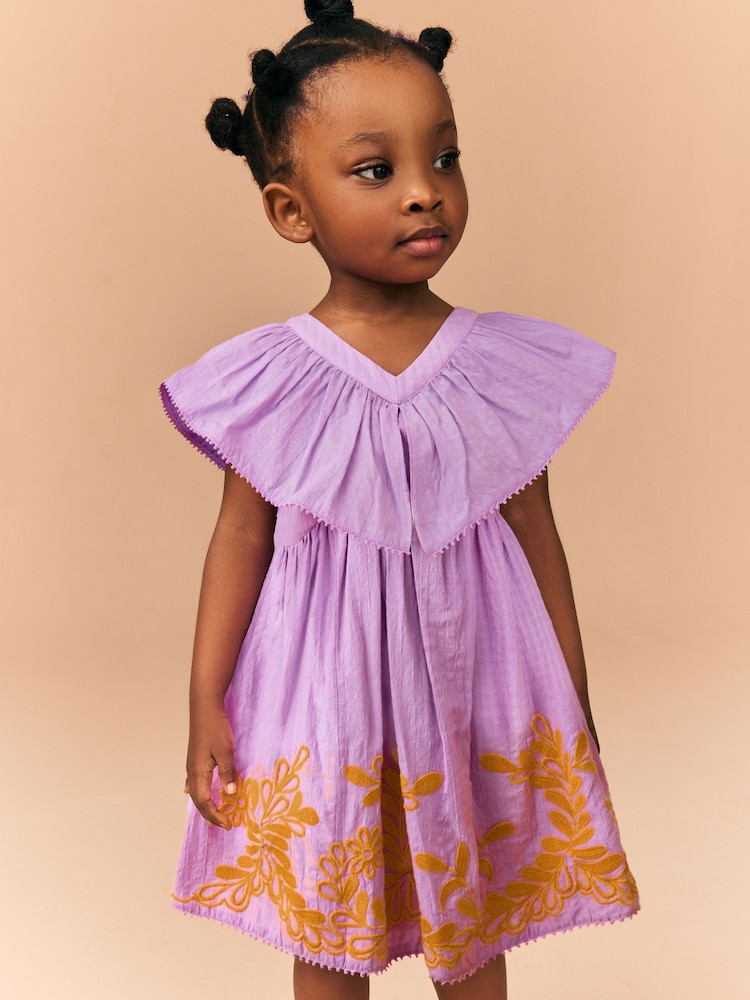 Purple Embroidered Summer Dress (3mths-10yrs) - Image 1 of 8