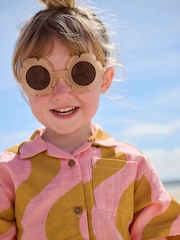 Pink/Ochre Yellow 100% Cotton Shirt And Shorts Co-Ord Set (3mths-10yrs) - Image 5 of 5