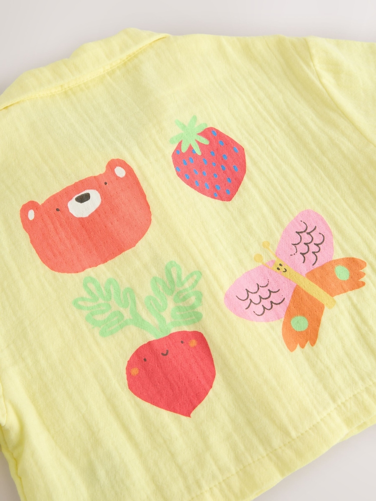 Yellow 100% Cotton Shirt And Shorts Co-Ord Set (3mths-10yrs) - Image 6 of 6