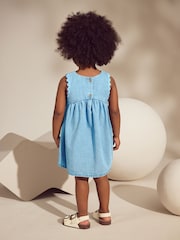 Blue Denim Ric Rac 100% Cotton Sleeveless Summer Dress (3mths-8yrs) - Image 2 of 8