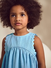 Blue Denim Ric Rac 100% Cotton Sleeveless Summer Dress (3mths-8yrs) - Image 4 of 8