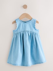 Blue Denim Ric Rac 100% Cotton Sleeveless Summer Dress (3mths-8yrs) - Image 5 of 8