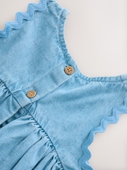 Blue Denim Ric Rac 100% Cotton Sleeveless Summer Dress (3mths-8yrs) - Image 7 of 8