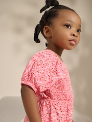 Pink Ditsy Shirred Playsuit (3mths-8yrs) - Image 3 of 8