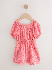 Pink Ditsy Shirred Playsuit (3mths-8yrs) - Image 5 of 8