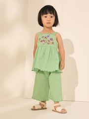 Green Embroidered Blouse and Trousers Co-Ord Set (3mths-8yrs) - Image 1 of 9