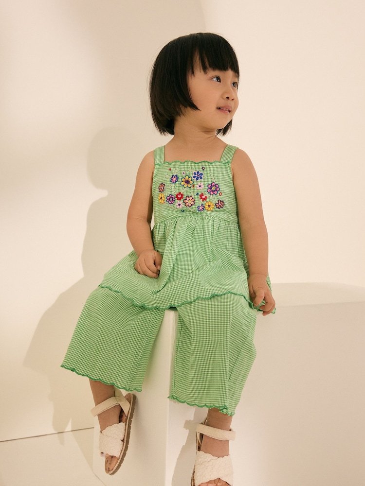 Green Embroidered Blouse and Trousers Co-Ord Set (3mths-8yrs) - Image 2 of 9