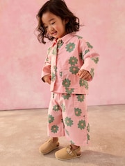 Pink Flower 100% Cotton Jacket T-Shirt And Trousers Set (3mths-8yrs) - Image 2 of 9