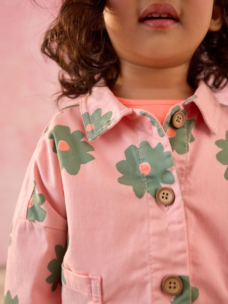 Pink Flower 100% Cotton Jacket T-Shirt And Trousers Set (3mths-8yrs) - Image 4 of 9