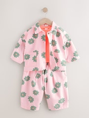 Pink Flower 100% Cotton Jacket T-Shirt And Trousers Set (3mths-8yrs) - Image 5 of 9