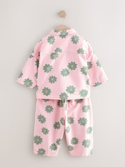 Pink Flower 100% Cotton Jacket T-Shirt And Trousers Set (3mths-8yrs) - Image 6 of 9