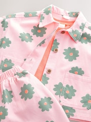 Pink Flower 100% Cotton Jacket T-Shirt And Trousers Set (3mths-8yrs) - Image 8 of 9
