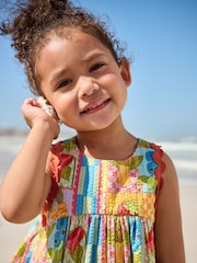Multi Print Ric Rac 100% Cotton Sleeveless Summer Dress (3mths-8yrs) - Image 4 of 8