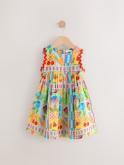 Multi Print Ric Rac 100% Cotton Sleeveless Summer Dress (3mths-8yrs) - Image 5 of 8