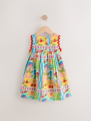 Multi Print Ric Rac 100% Cotton Sleeveless Summer Dress (3mths-8yrs) - Image 6 of 8