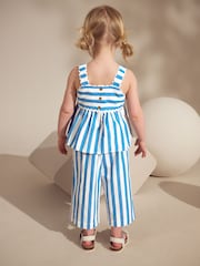 Blue/White Stripe 100% Cotton Blouse And Trousers Co-Ord Set (3mths-8yrs) - Image 3 of 9