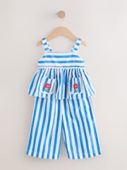 Blue/White Stripe 100% Cotton Blouse And Trousers Co-Ord Set (3mths-8yrs) - Image 5 of 9