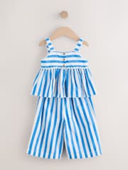 Blue/White Stripe 100% Cotton Blouse And Trousers Co-Ord Set (3mths-8yrs) - Image 7 of 9