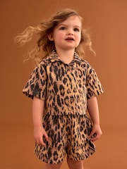 Animal Print 100% Cotton Shirt And Shorts Co-Ord Set (3mths-10yrs) - Image 1 of 9