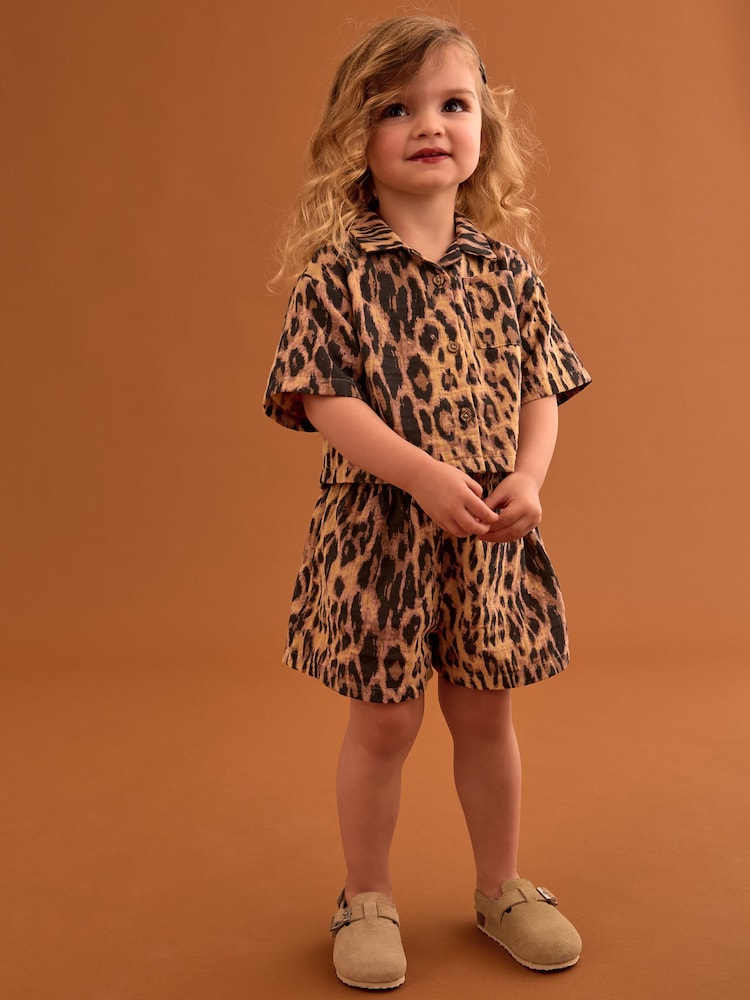 Animal Print 100% Cotton Shirt And Shorts Co-Ord Set (3mths-10yrs) - Image 2 of 9