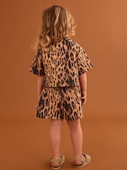 Animal Print 100% Cotton Shirt And Shorts Co-Ord Set (3mths-10yrs) - Image 3 of 9