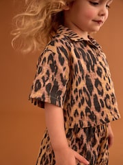 Animal Print 100% Cotton Shirt And Shorts Co-Ord Set (3mths-10yrs) - Image 4 of 9