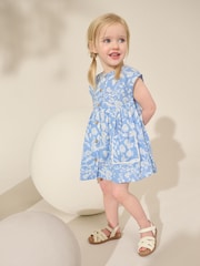 Blue Floral Button Through Summer Dress (3mths-10yrs) - Image 1 of 8