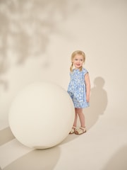 Blue Floral Button Through Summer Dress (3mths-10yrs) - Image 3 of 8