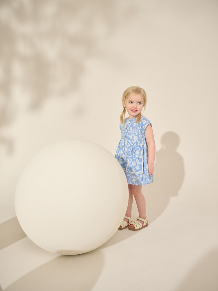 Blue Floral Button Through Summer Dress (3mths-10yrs) - Image 3 of 8