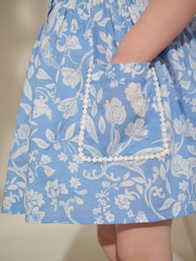 Blue Floral Button Through Summer Dress (3mths-10yrs) - Image 4 of 8