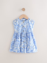 Blue Floral Button Through Summer Dress (3mths-10yrs) - Image 5 of 8