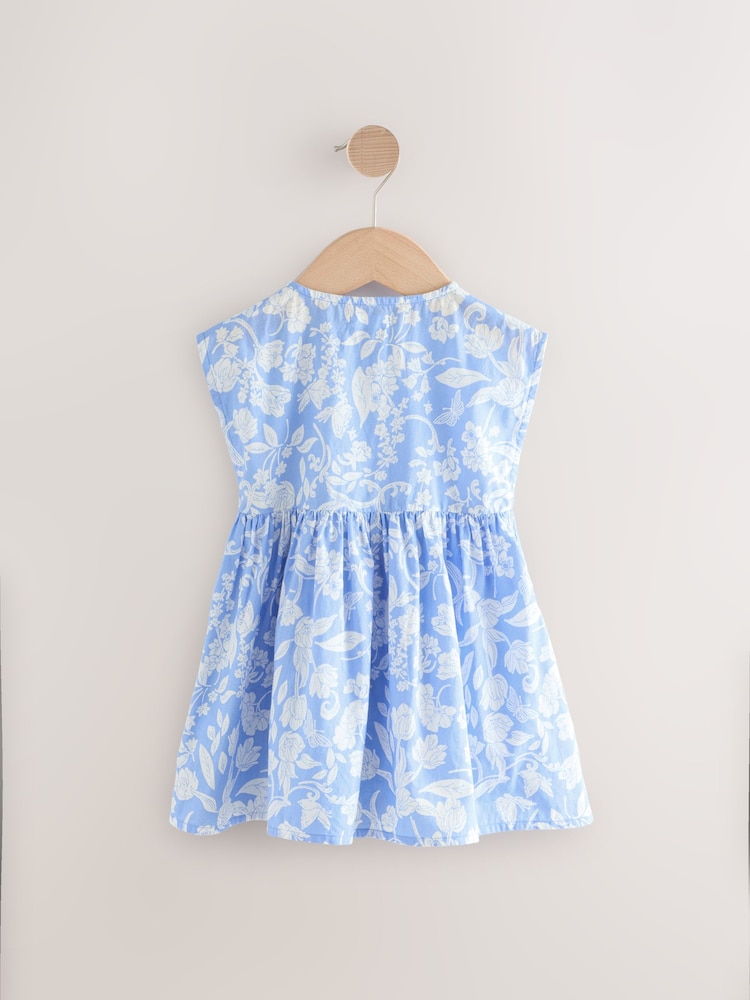 Blue Floral Button Through Summer Dress (3mths-10yrs) - Image 6 of 8