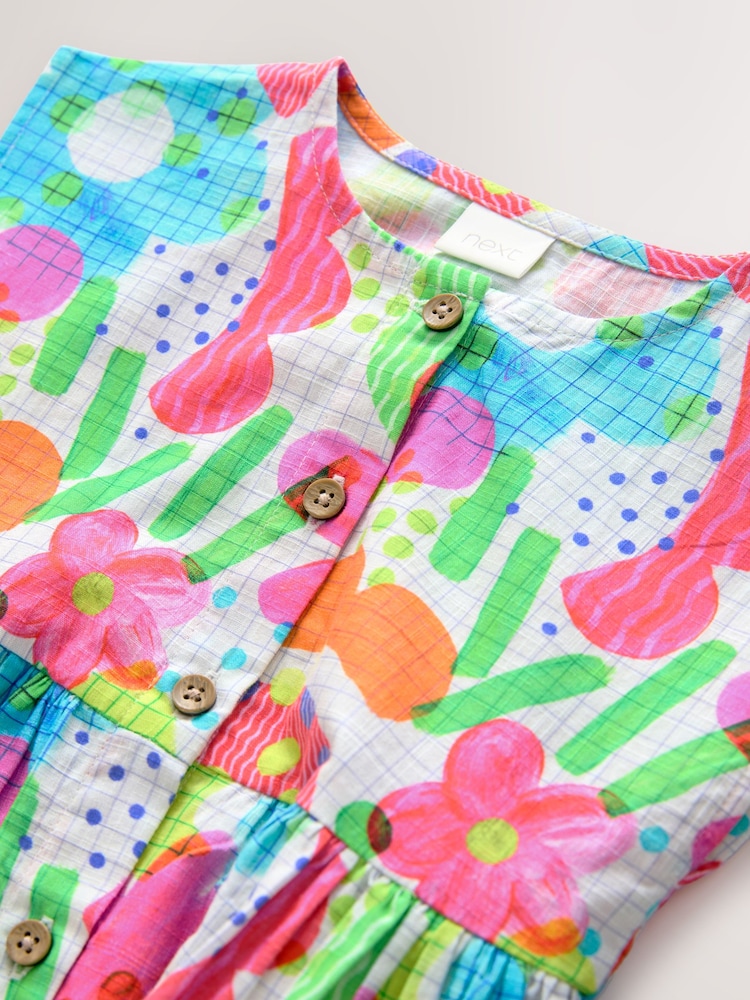 Rainbow Doodle Button Through Summer Dress (3mths-10yrs) - Image 7 of 8