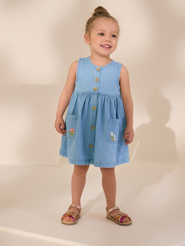 Denim Sleeveless Pocket Summer Dress (3mths-8yrs) - Image 1 of 8