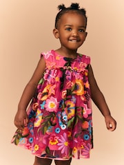 Bright Pink Embroidered Party Dress (3mths-8yrs) - Image 1 of 8